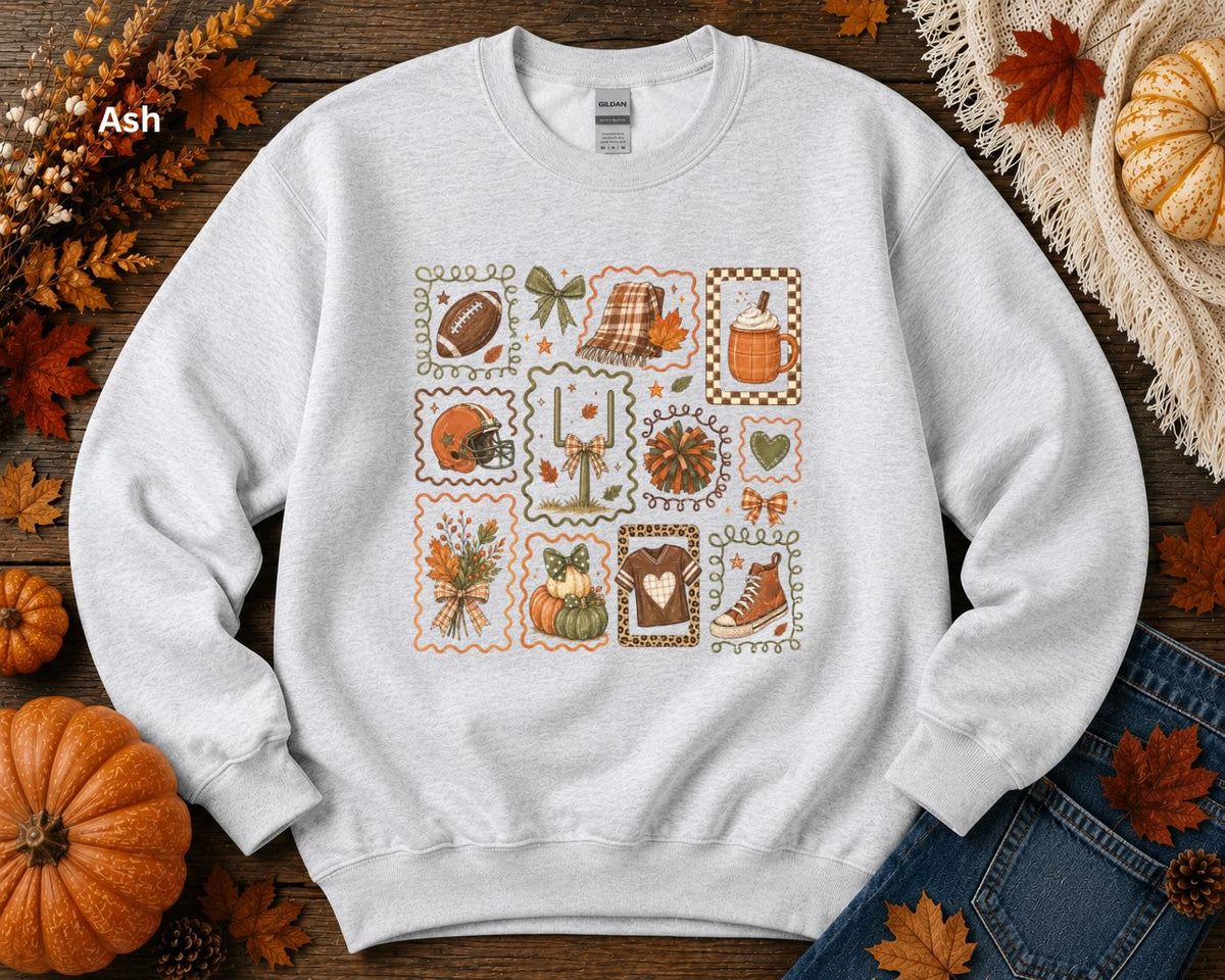 Fall Football Collage Sweatshirt, Cozy Game Day Crewneck, Football Mom Sweatshirt, Cute Autumn Graphic Sweatshirt, Friday Night Lights