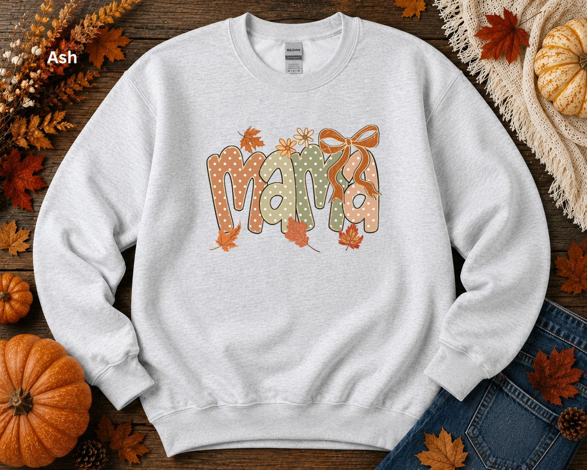 Mama Fall Sweatshirt, Coquette Bow Mama Crewneck, Cute Autumn Mom Sweatshirt, Pumpkin Patch Sweatshirt, Cozy Fall Graphic Sweatshirt