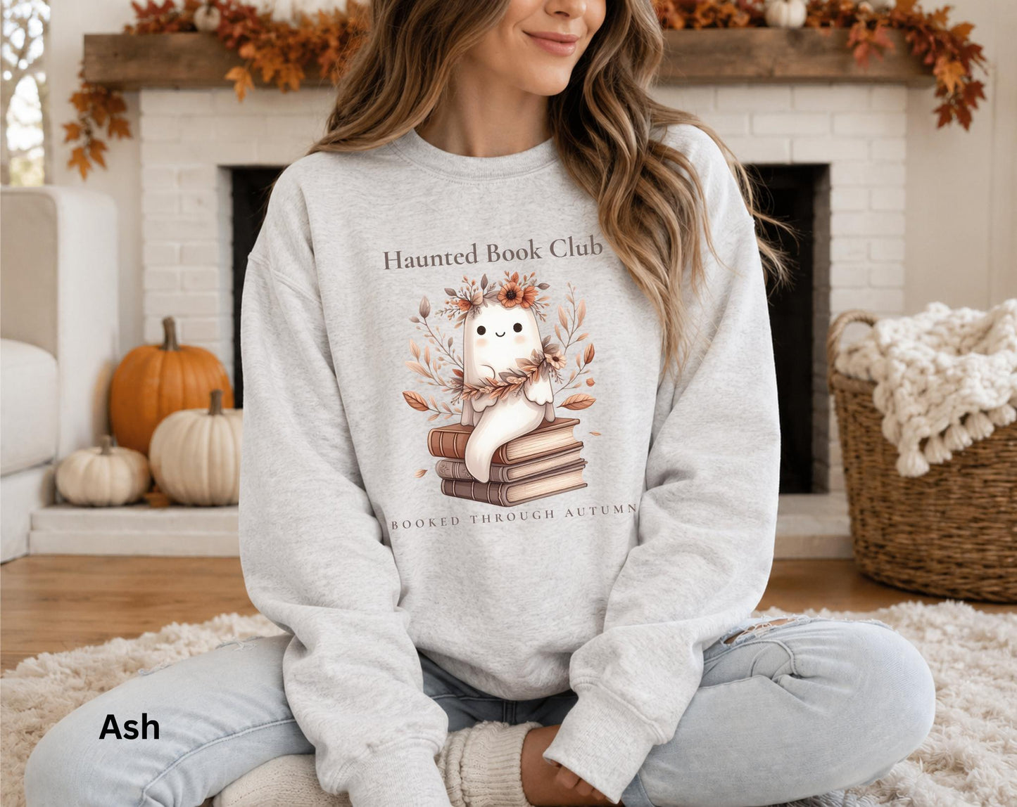 Ghost Book Lover Crewneck, Cozy Fall Reading Sweatshirt, Haunted Book Club Sweatshirt, Booked Through Autumn Sweatshirt, Bookish Gift