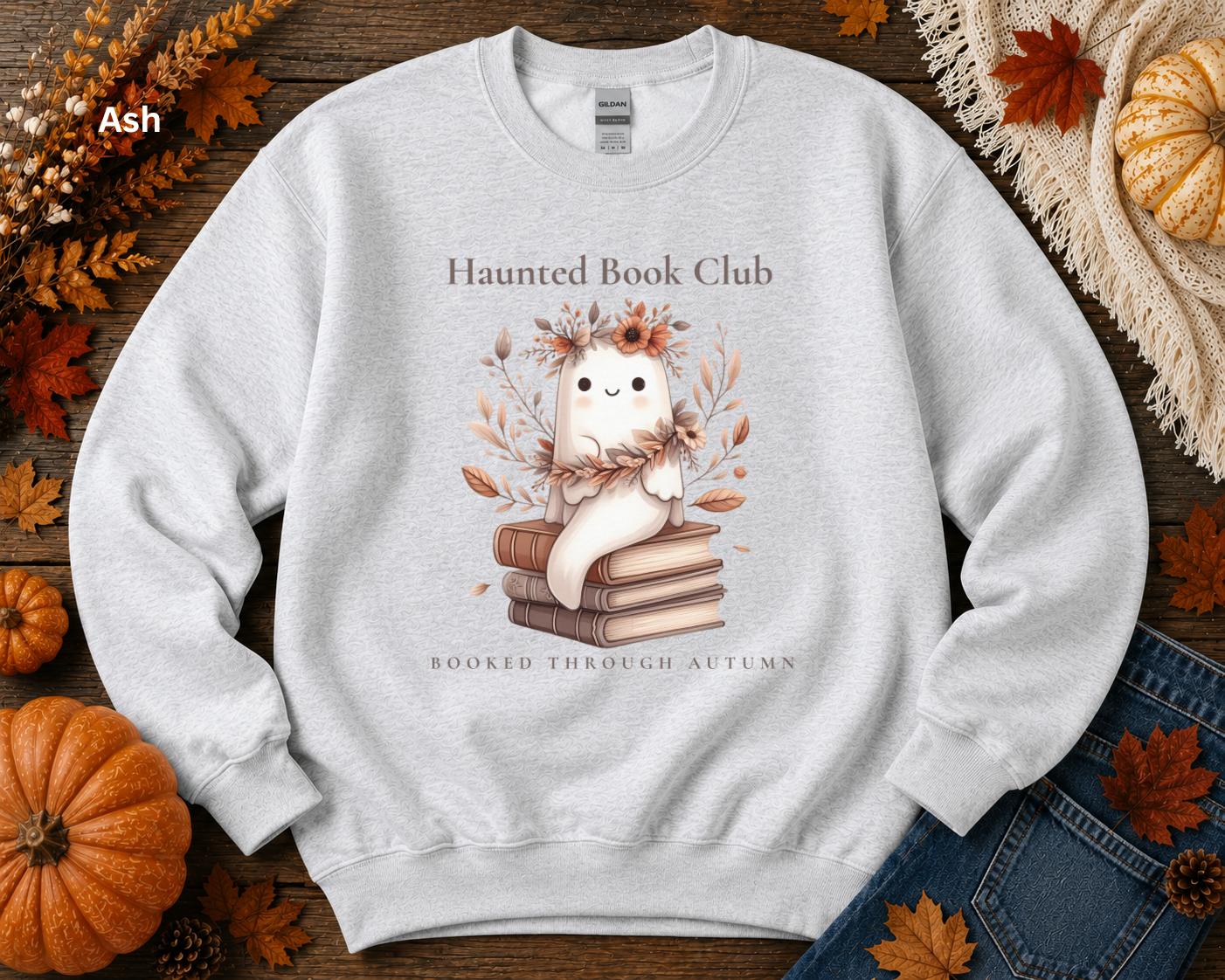 Ghost Book Lover Crewneck, Cozy Fall Reading Sweatshirt, Haunted Book Club Sweatshirt, Booked Through Autumn Sweatshirt, Bookish Gift
