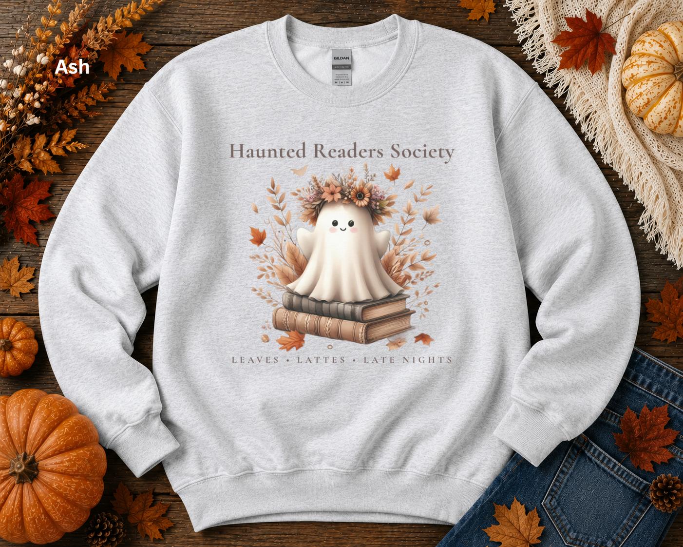 Ghost Book Lover Crewneck, Haunted Readers Society Sweatshirt, Cozy Fall Reading Sweatshirt, Book Club Crewneck, Spooky Season Bookish Gift
