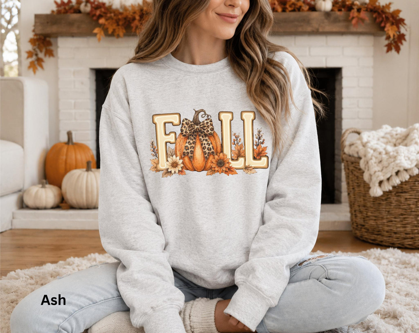Fall Pumpkin Sweatshirt, Cute Autumn Crewneck, Leopard Bow Pumpkin Sweatshirt, Cozy Fall Graphic Sweatshirt, Pumpkin Patch Outfit