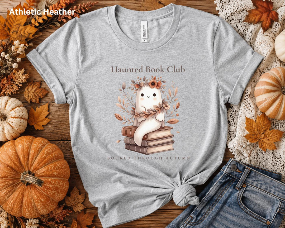 Haunted Book Club Shirt, Booked Through Autumn Tee, Ghost Book Lover Shirt, Cute Fall Reading T-Shirt, Bookish Halloween Tee, Spooky Season