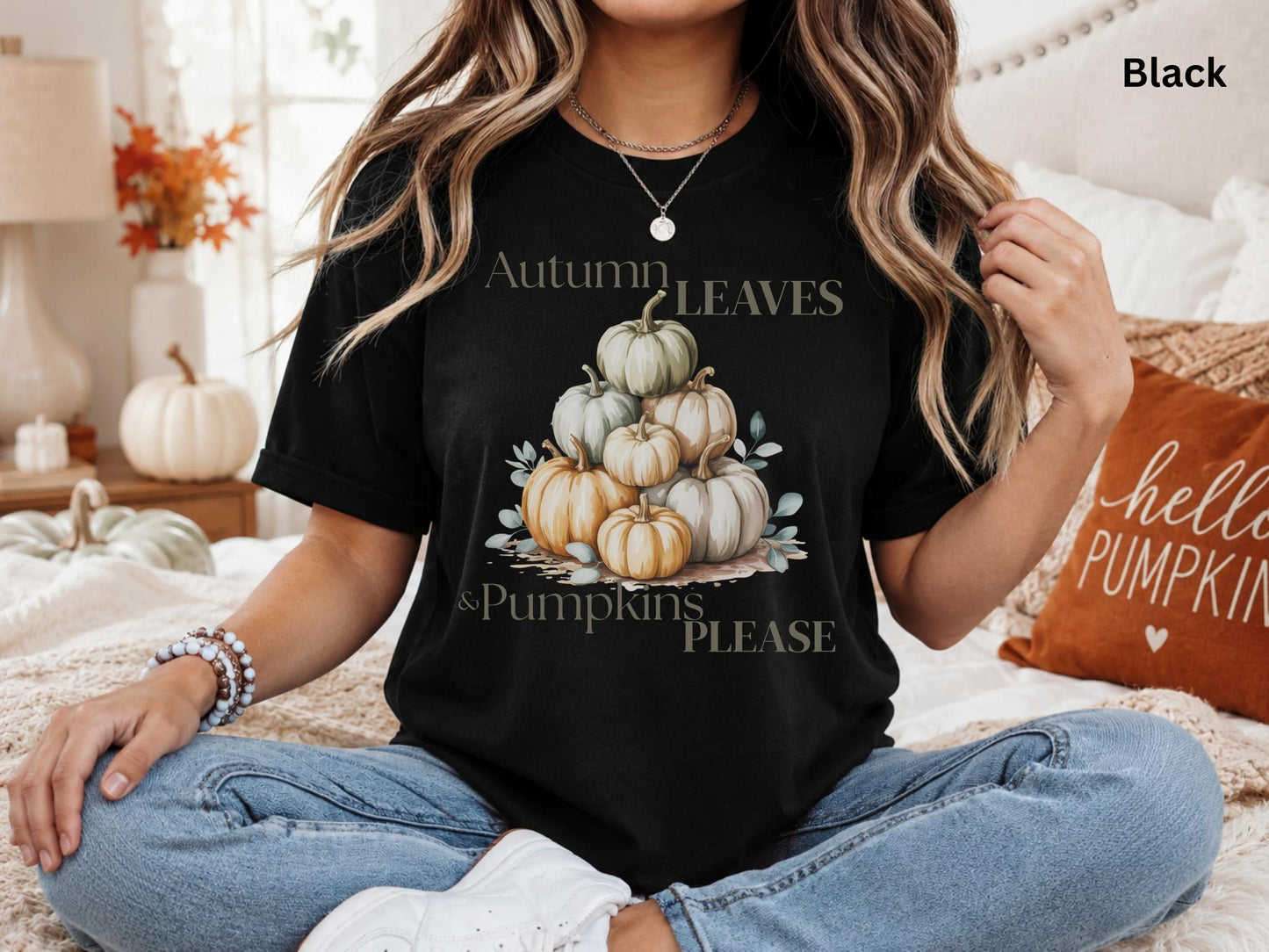 Autumn Leaves & Pumpkins Please Shirt, Cute Fall Pumpkin T-Shirt, Cozy Autumn Graphic Tee, Fall Leaves Shirt, Pumpkin Lover Gift