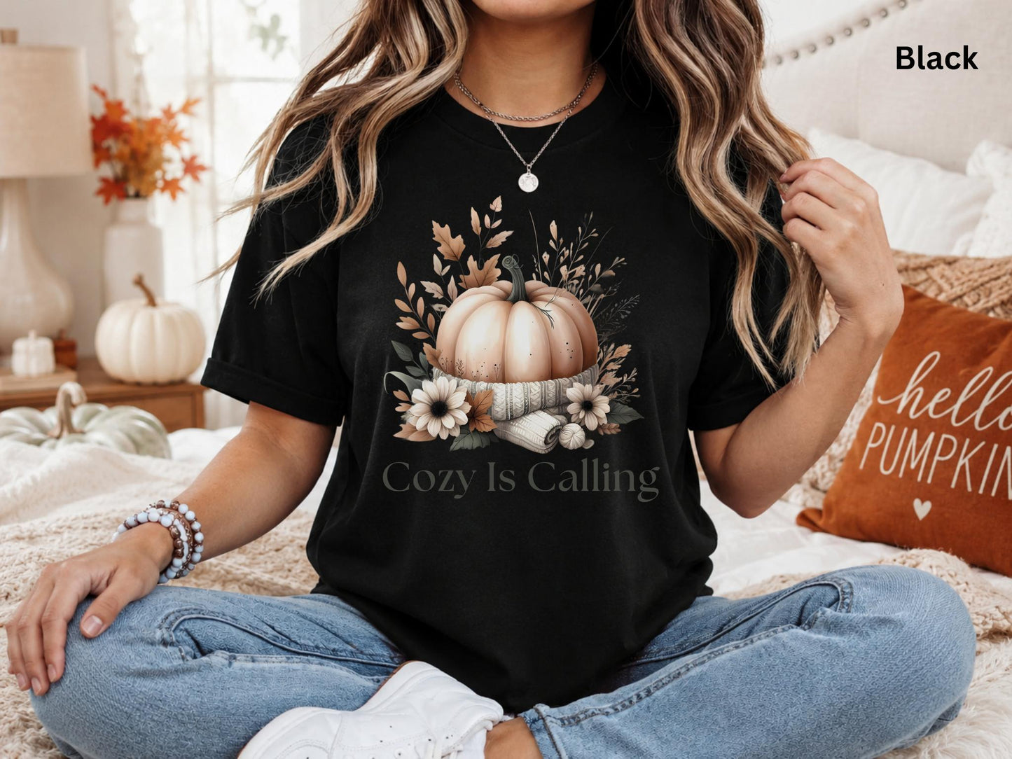 Cute Fall Pumpkin T-Shirt, Cozy Is Calling Shirt, Autumn Graphic Tee, Cozy Season Shirt, Pumpkin Patch Shirt, Fall Aesthetic, Gift for Her