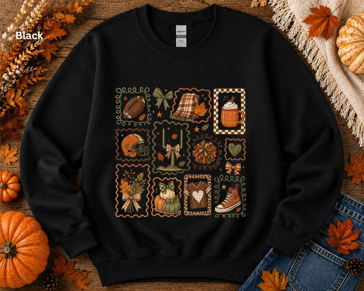 Fall Football Collage Sweatshirt, Cozy Game Day Crewneck, Football Mom Sweatshirt, Cute Autumn Graphic Sweatshirt, Friday Night Lights