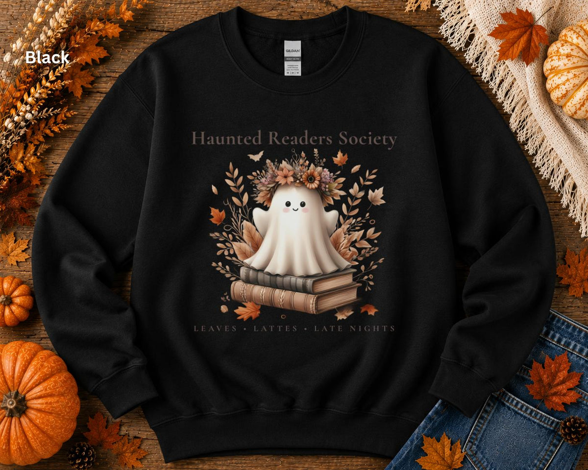 Ghost Book Lover Crewneck, Haunted Readers Society Sweatshirt, Cozy Fall Reading Sweatshirt, Book Club Crewneck, Spooky Season Bookish Gift