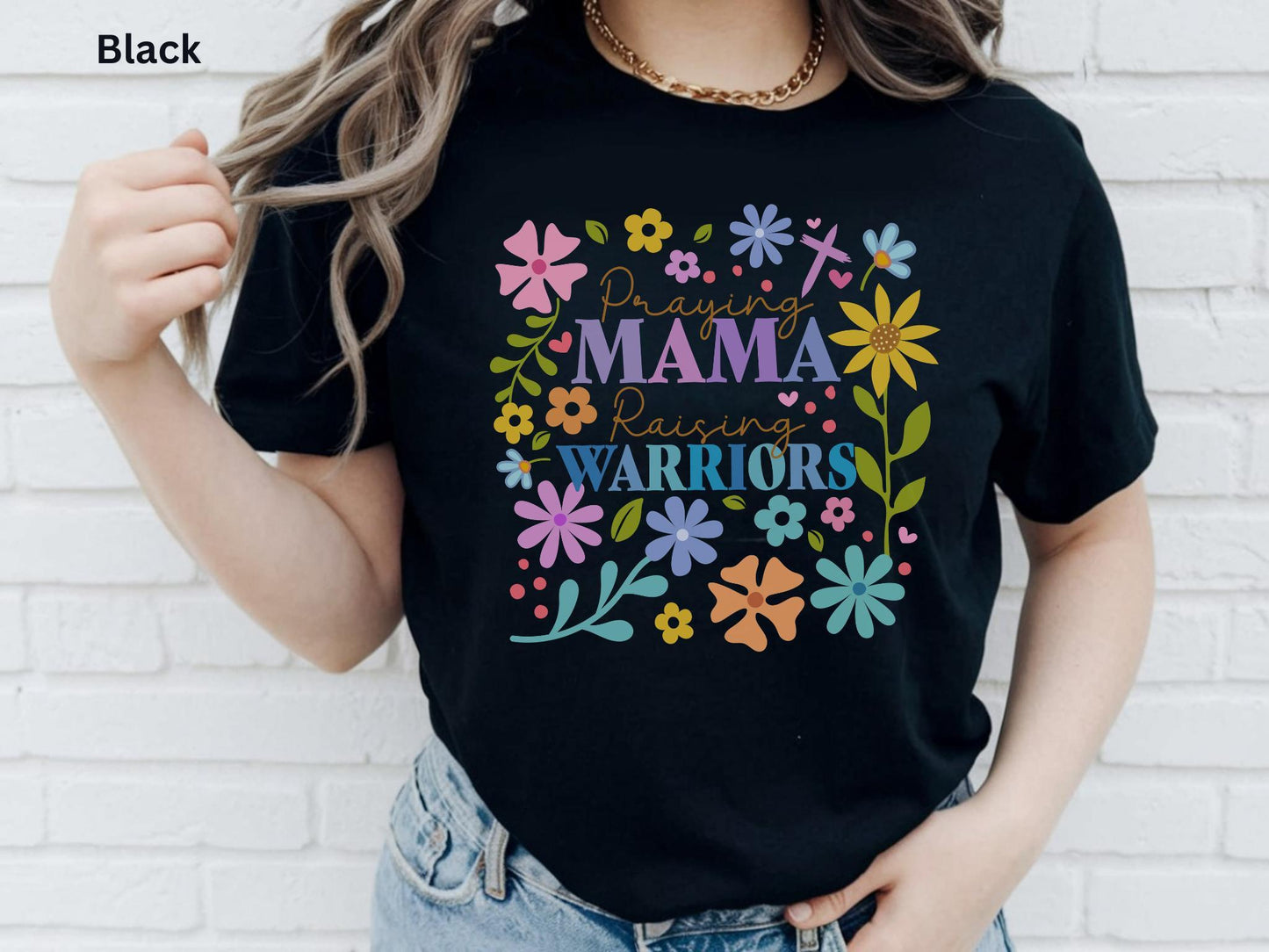 Praying Mama Raising Warriors Christian Tee