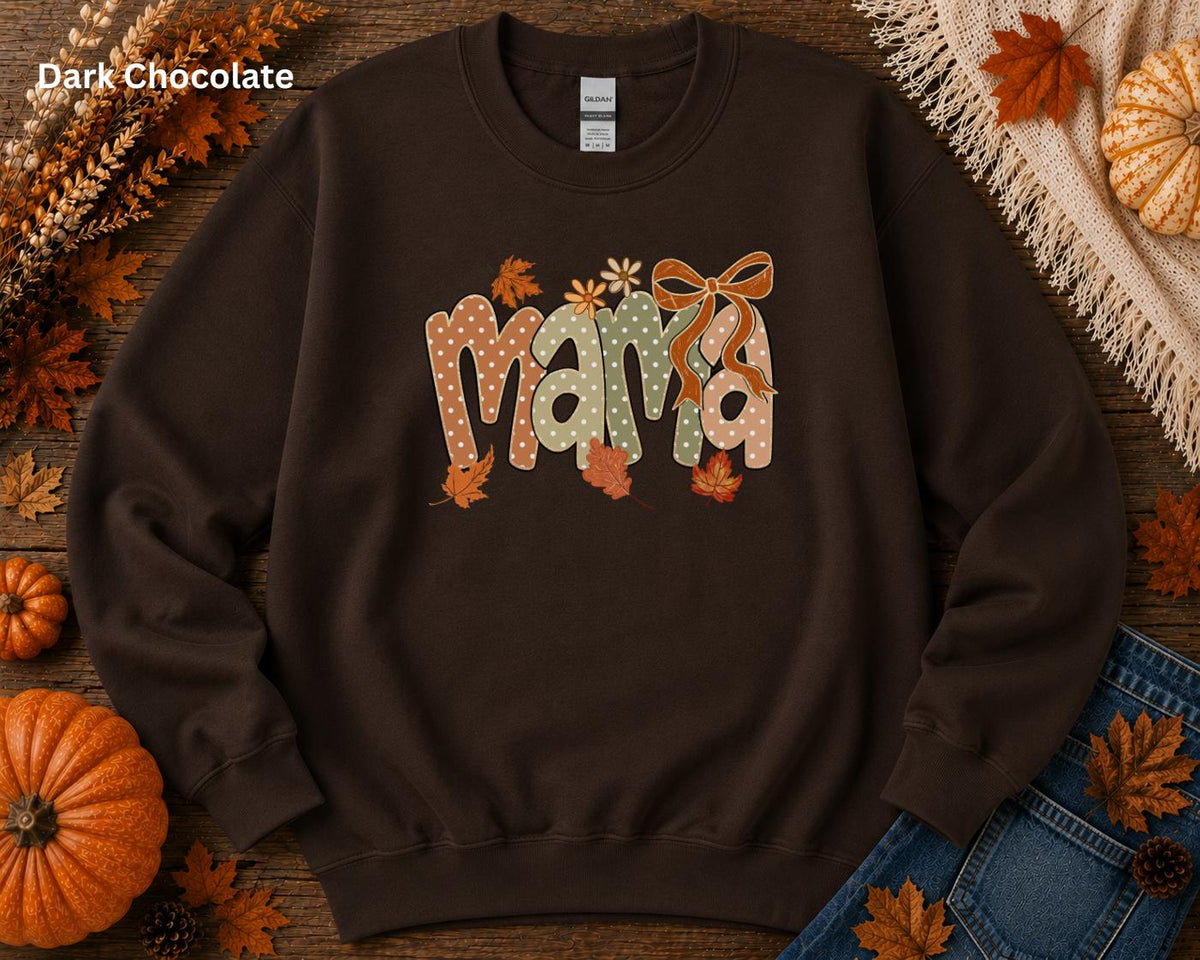 Mama Fall Sweatshirt, Coquette Bow Mama Crewneck, Cute Autumn Mom Sweatshirt, Pumpkin Patch Sweatshirt, Cozy Fall Graphic Sweatshirt