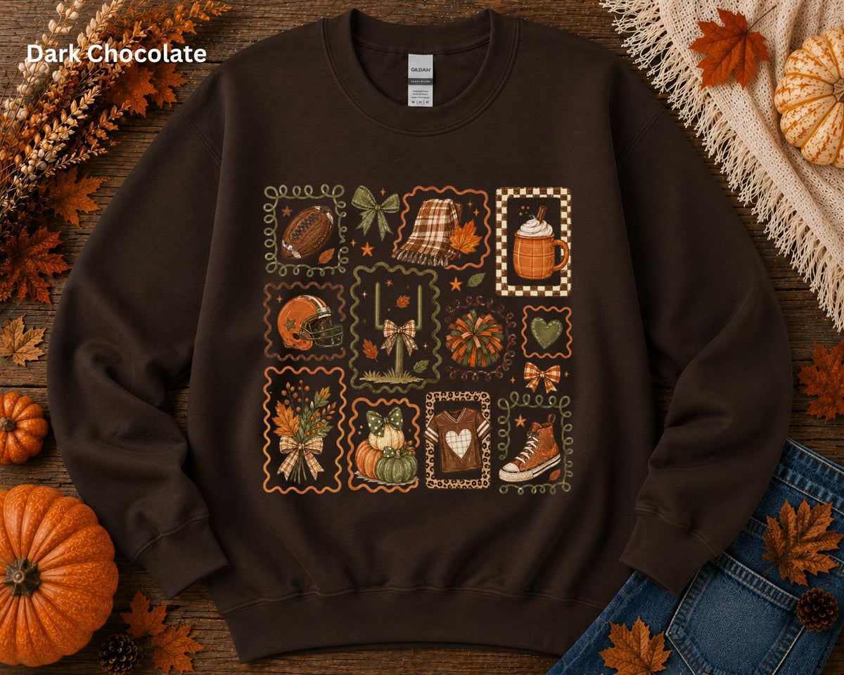 Fall Football Collage Sweatshirt, Cozy Game Day Crewneck, Football Mom Sweatshirt, Cute Autumn Graphic Sweatshirt, Friday Night Lights