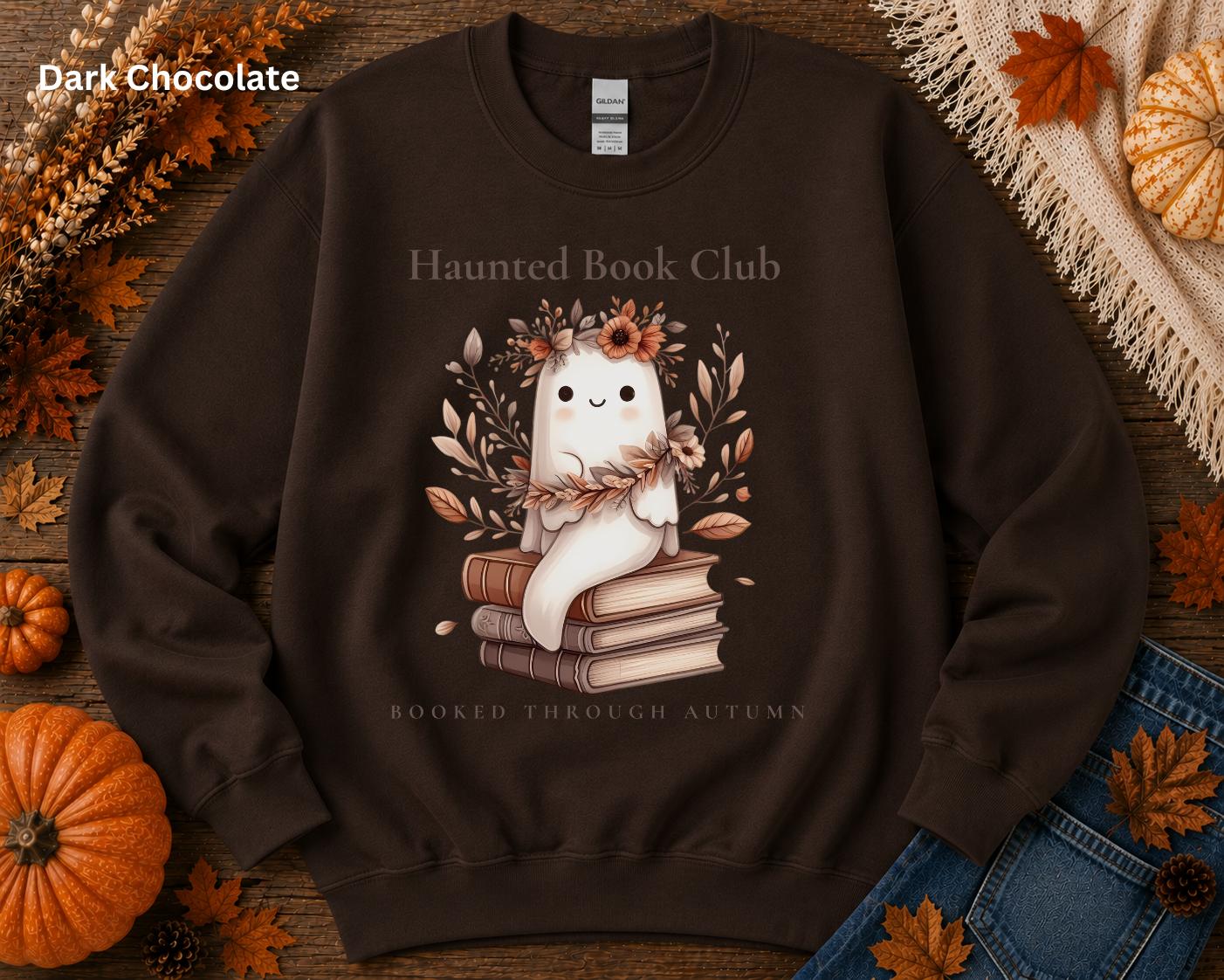 Ghost Book Lover Crewneck, Cozy Fall Reading Sweatshirt, Haunted Book Club Sweatshirt, Booked Through Autumn Sweatshirt, Bookish Gift