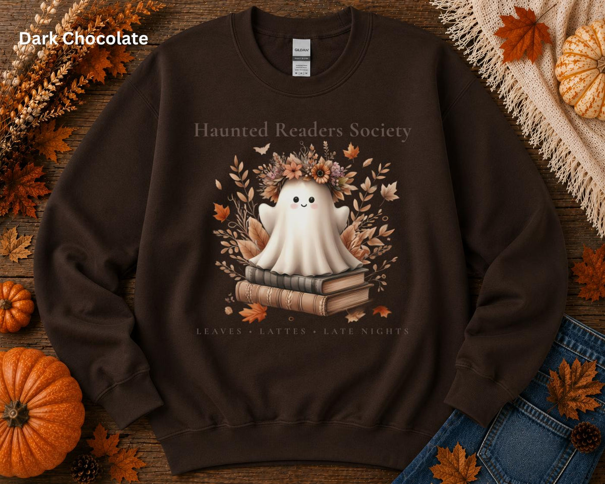 Ghost Book Lover Crewneck, Haunted Readers Society Sweatshirt, Cozy Fall Reading Sweatshirt, Book Club Crewneck, Spooky Season Bookish Gift