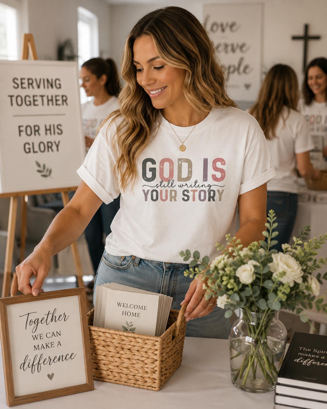 God Is Still Writing Your Story Tshirt, Trendy Christian Tee, Gift for Her