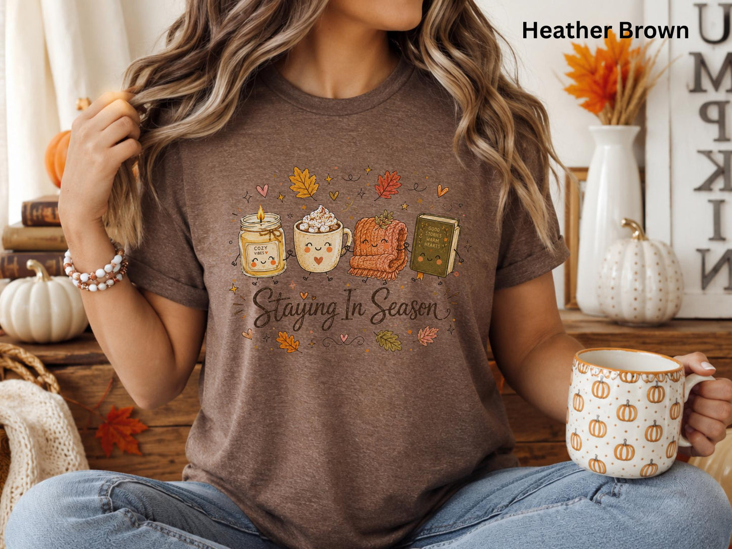 Staying In Season Shirt, Cozy Fall Shirt, Book Lover Tee, Fall Reading Shirt, Pumpkin Spice Tee, Autumn Graphic Tee, Cozy Season T-Shirt