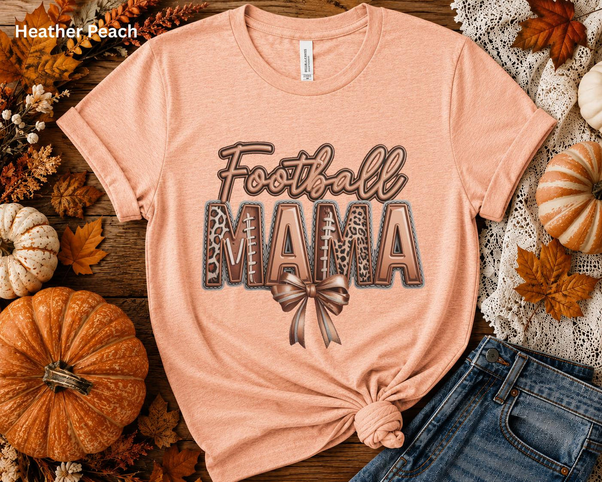 Football Mama Shirt, Football Mom Tee, Leopard Football Shirt, Game Day Mom Shirt, Football Season Tee, Sports Mom Gift, Gift for Her