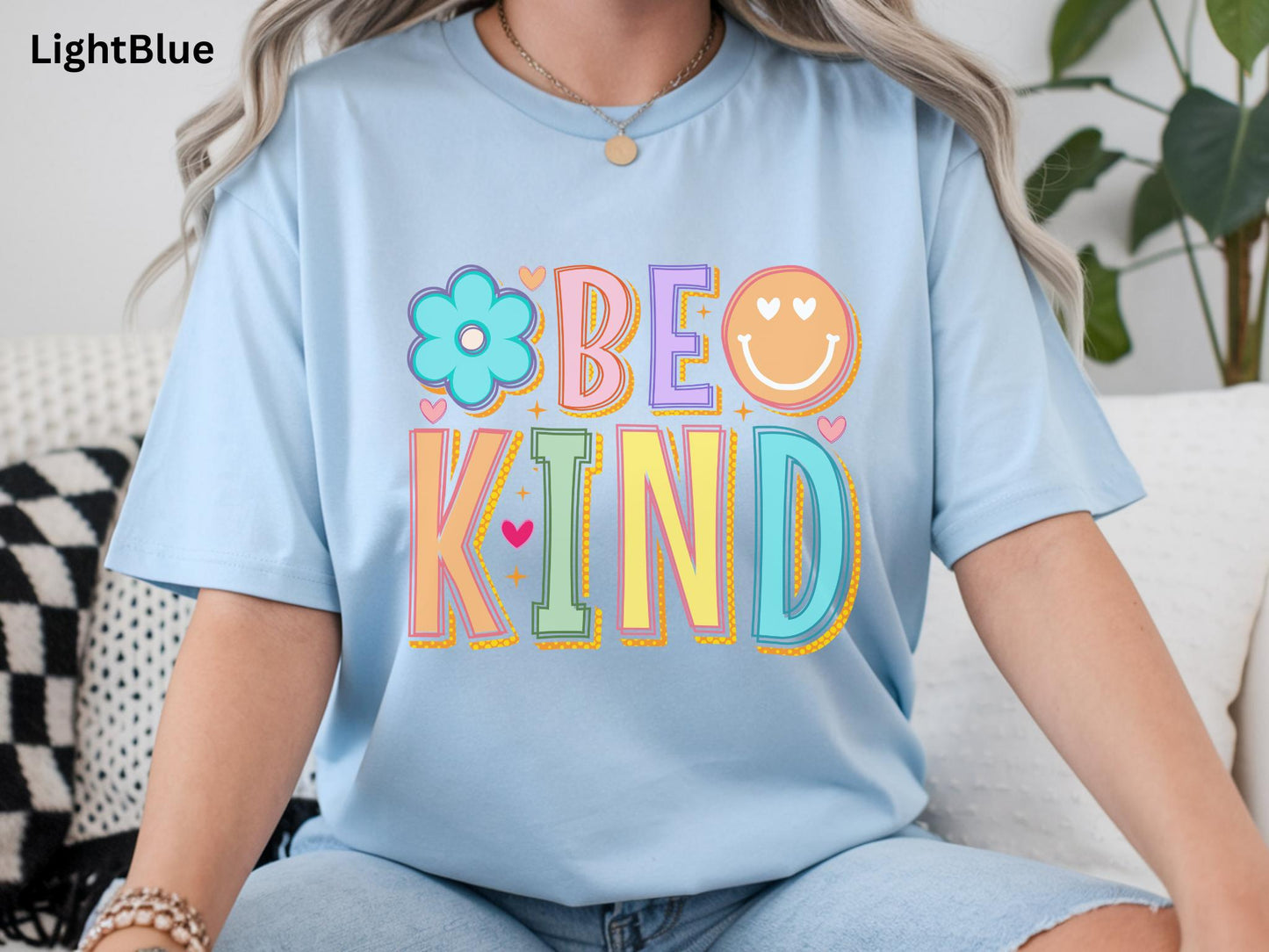 Be Kind Shirt, Retro Kindness Tee, Positive Vibes Shirt, Rainbow Smiley Graphic Tee