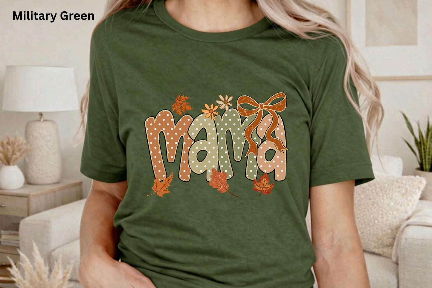 Fall Mama Shirt, Cute Coquette Bow Mama Tee, Autumn Mom Graphic T-Shirt, Pumpkin Season Shirt, Fall Mom Outfit, Women's Boutique Tee