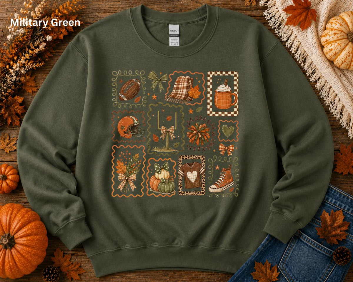 Fall Football Collage Sweatshirt, Cozy Game Day Crewneck, Football Mom Sweatshirt, Cute Autumn Graphic Sweatshirt, Friday Night Lights