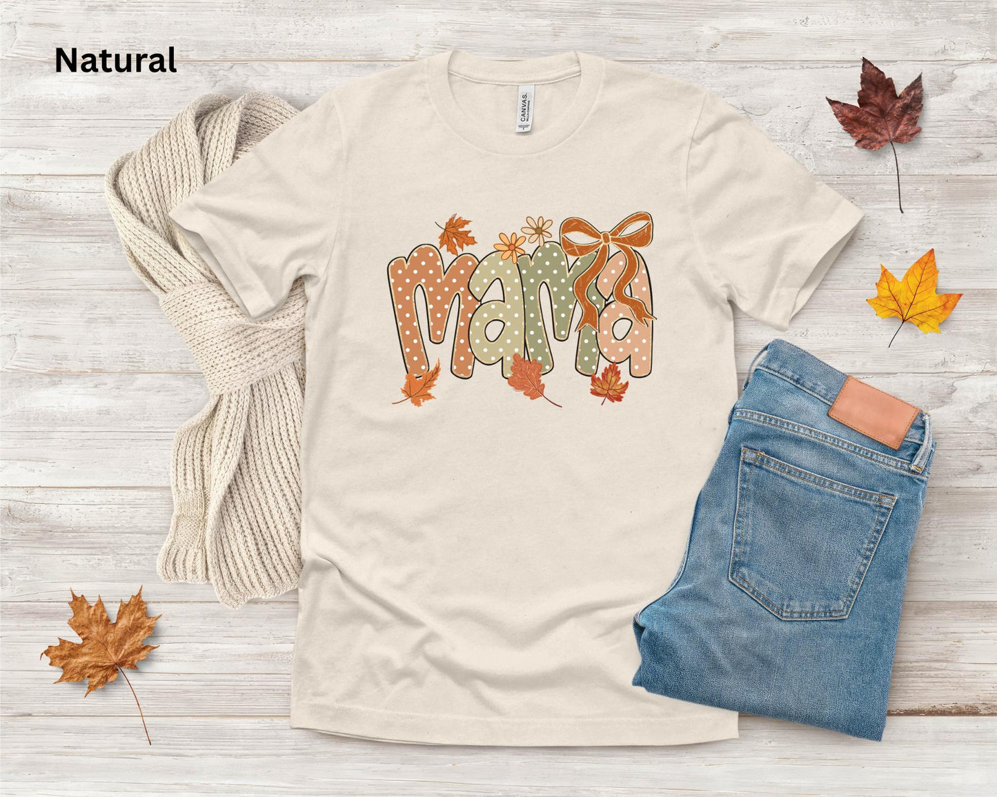 Fall Mama Shirt, Cute Coquette Bow Mama Tee, Autumn Mom Graphic T-Shirt, Pumpkin Season Shirt, Fall Mom Outfit, Women's Boutique Tee
