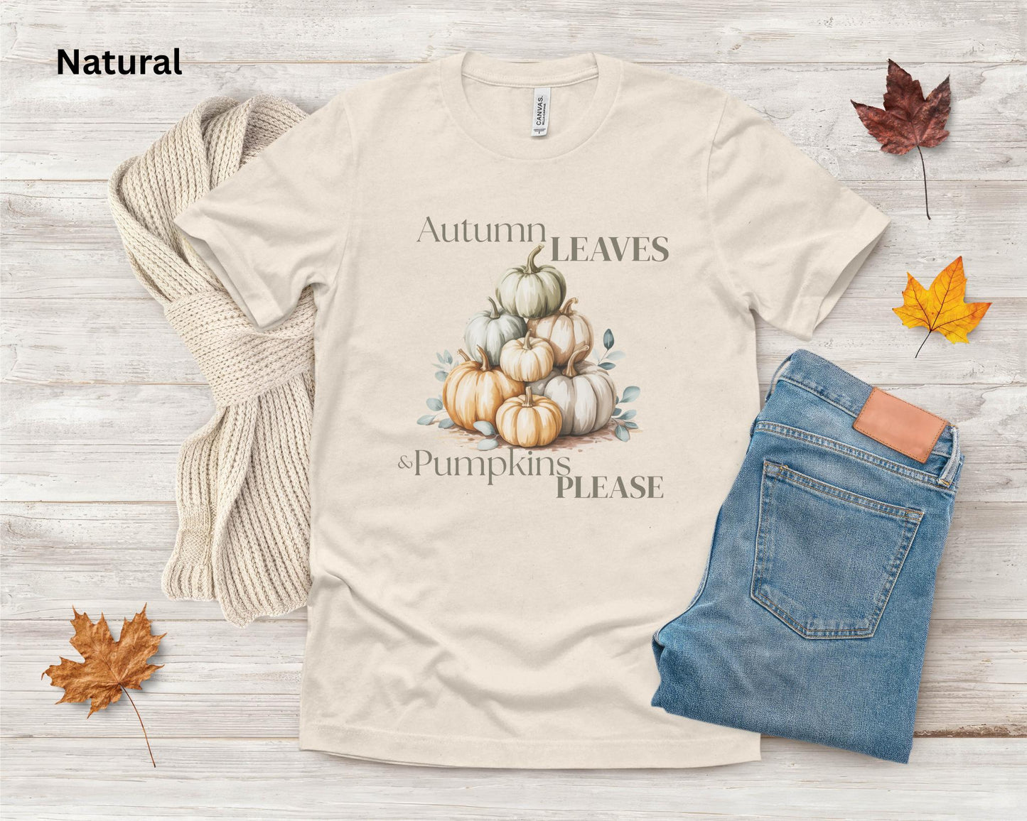 Autumn Leaves & Pumpkins Please Shirt, Cute Fall Pumpkin T-Shirt, Cozy Autumn Graphic Tee, Fall Leaves Shirt, Pumpkin Lover Gift