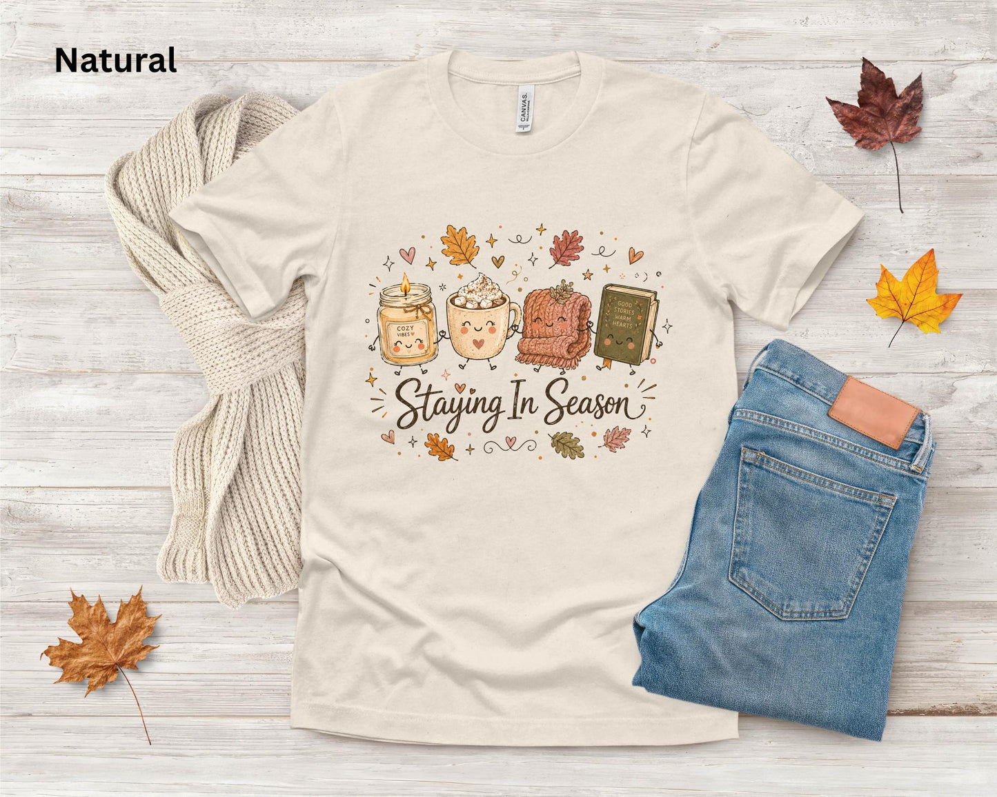 Staying In Season Shirt, Cozy Fall Shirt, Book Lover Tee, Fall Reading Shirt, Pumpkin Spice Tee, Autumn Graphic Tee, Cozy Season T-Shirt