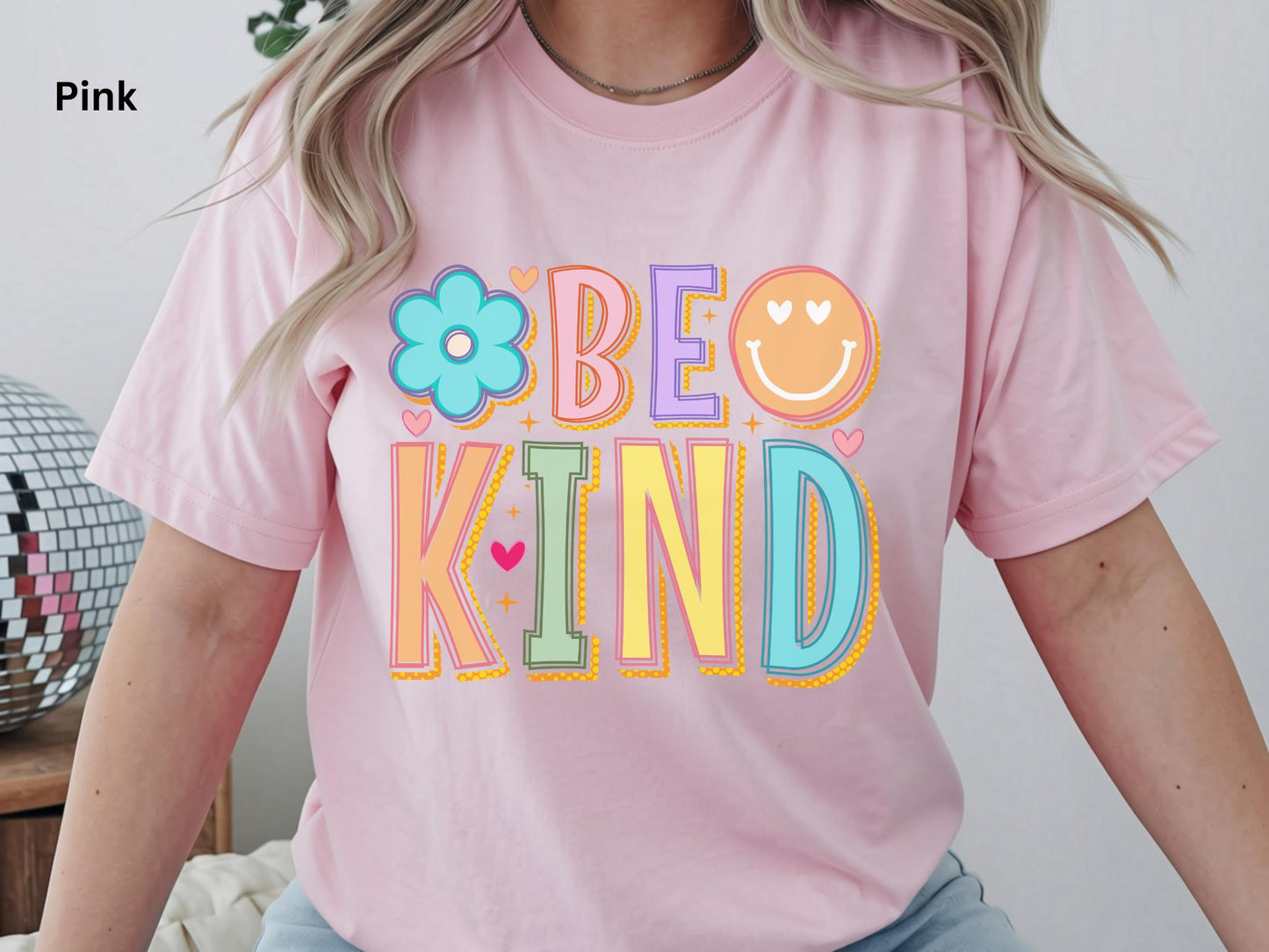 Be Kind Shirt, Retro Kindness Tee, Positive Vibes Shirt, Rainbow Smiley Graphic Tee