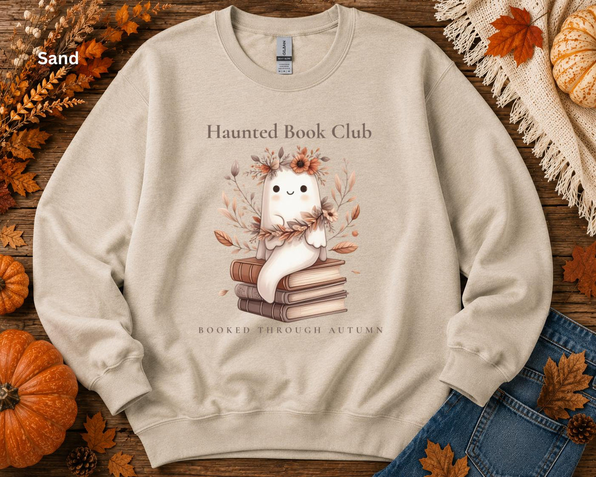 Ghost Book Lover Crewneck, Cozy Fall Reading Sweatshirt, Haunted Book Club Sweatshirt, Booked Through Autumn Sweatshirt, Bookish Gift