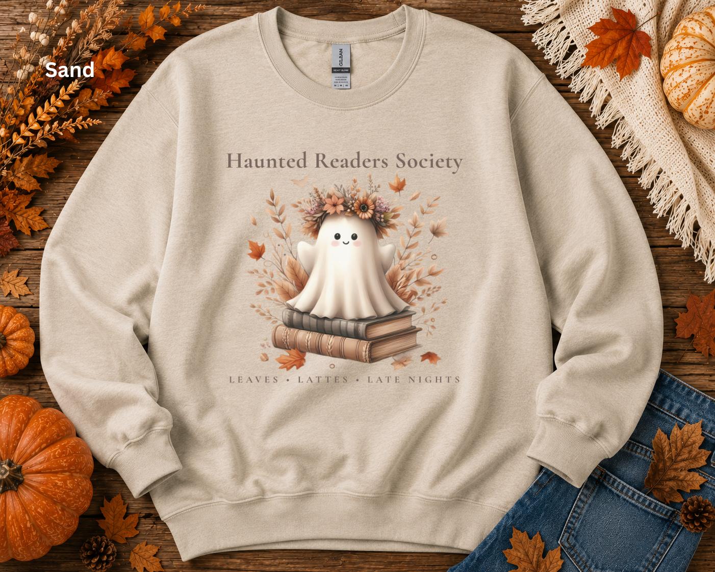 Ghost Book Lover Crewneck, Haunted Readers Society Sweatshirt, Cozy Fall Reading Sweatshirt, Book Club Crewneck, Spooky Season Bookish Gift