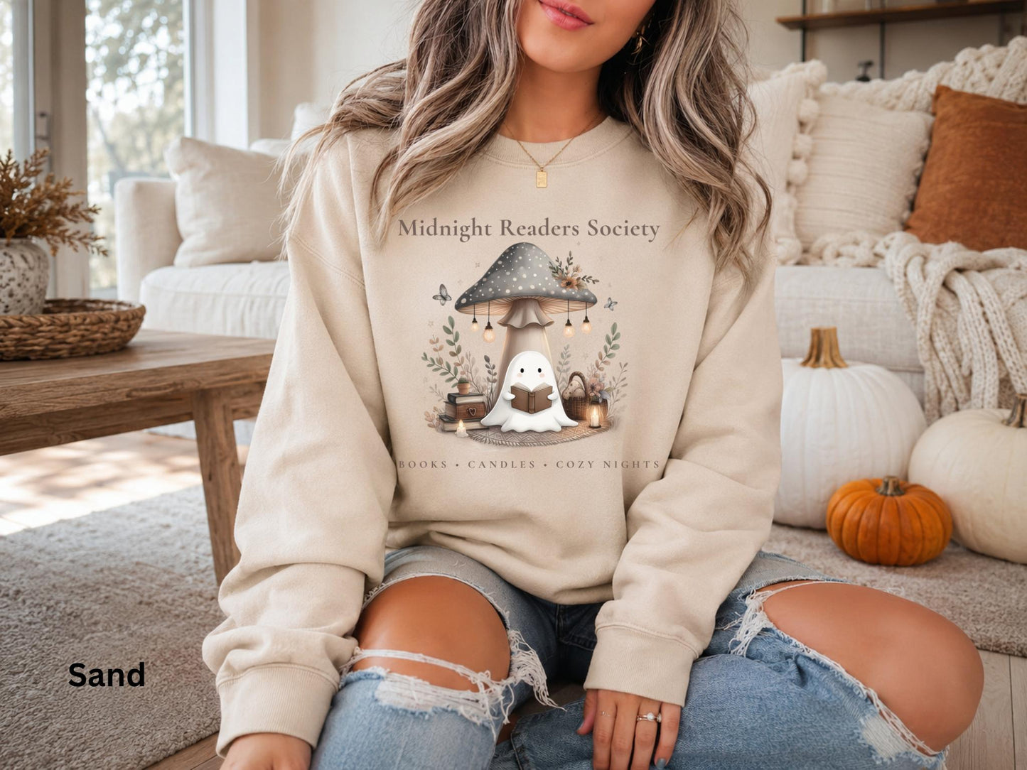 Cozy Reading Sweatshirt, Book Lover Crewneck, Midnight Readers Society Sweatshirt, Ghost Whimsical Crew, Fall Bookish Crewneck, Reader Gift