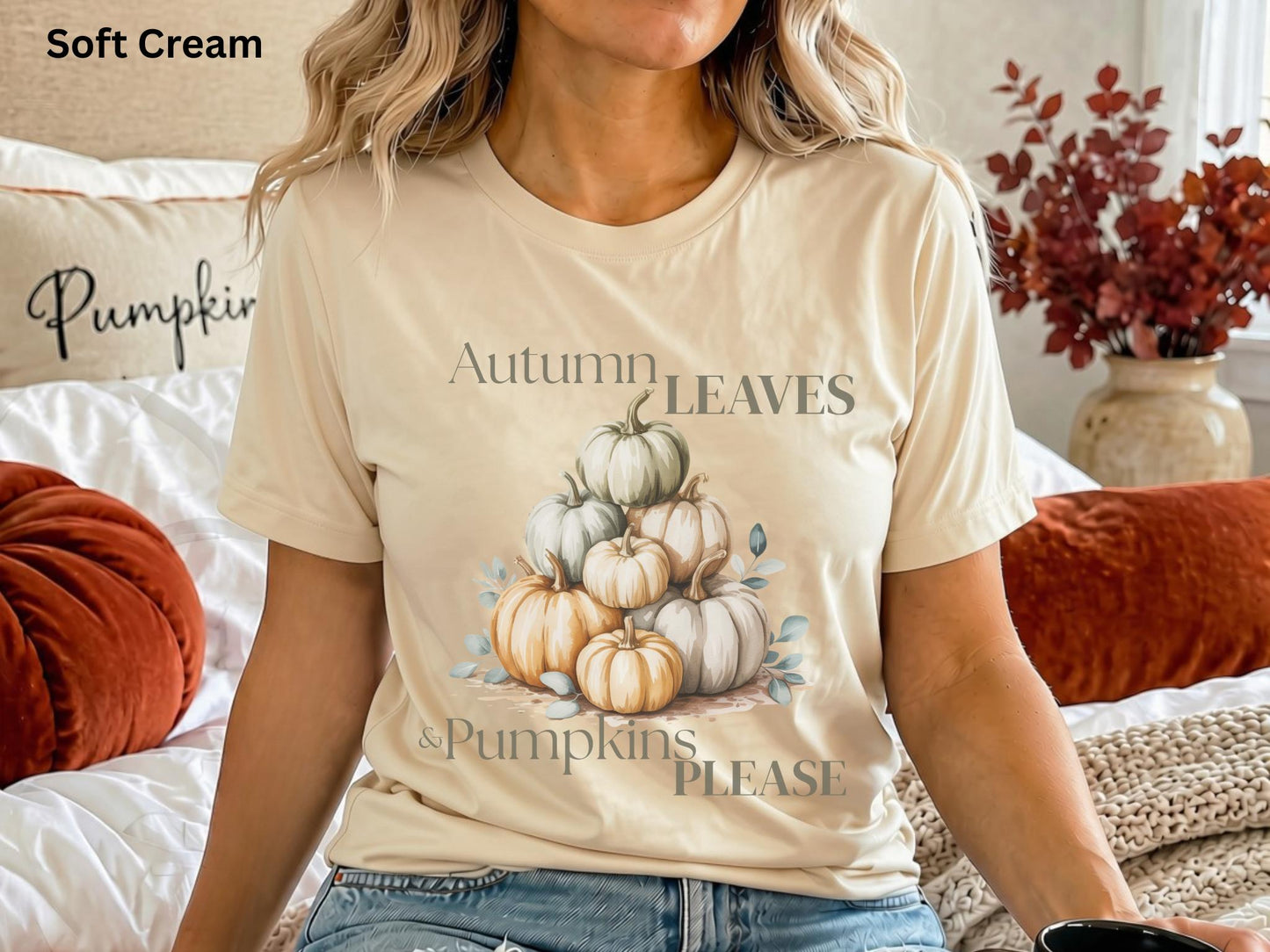 Autumn Leaves & Pumpkins Please Shirt, Cute Fall Pumpkin T-Shirt, Cozy Autumn Graphic Tee, Fall Leaves Shirt, Pumpkin Lover Gift