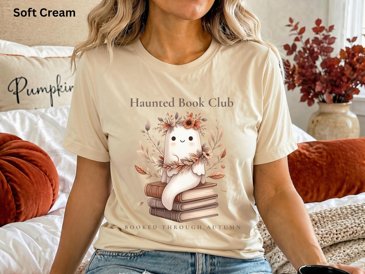 Haunted Book Club Shirt, Booked Through Autumn Tee, Ghost Book Lover Shirt, Cute Fall Reading T-Shirt, Bookish Halloween Tee, Spooky Season
