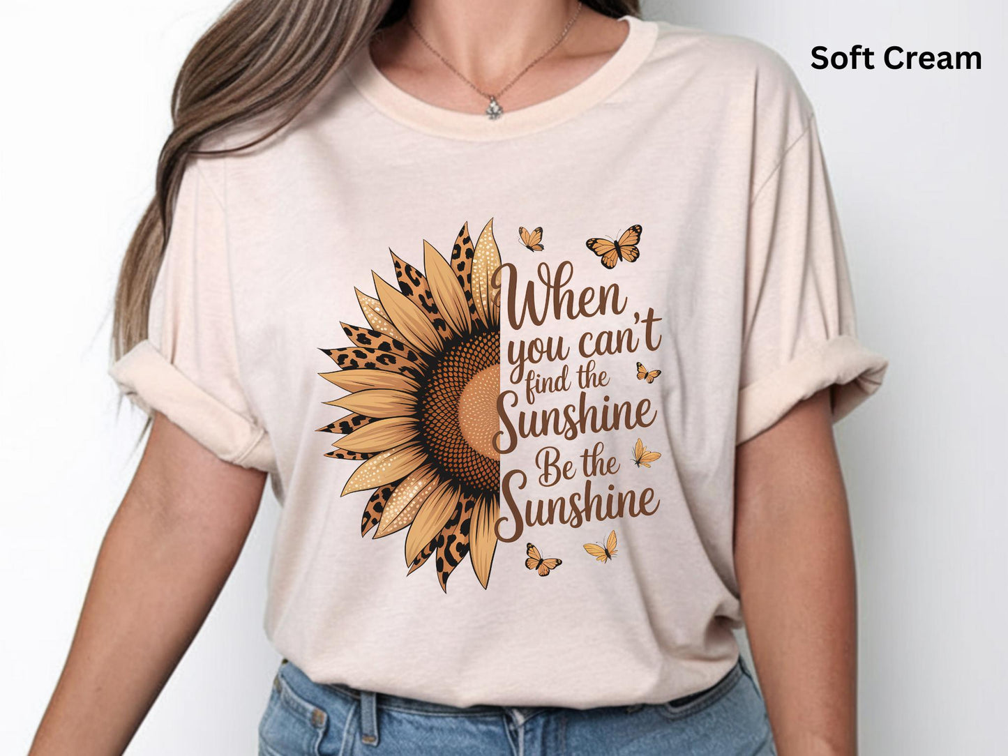 Sunflower Inspirational Shirt, Be the Sunshine Tee, Fall Graphic Tee, Women's Leopard Sunflower Shirt