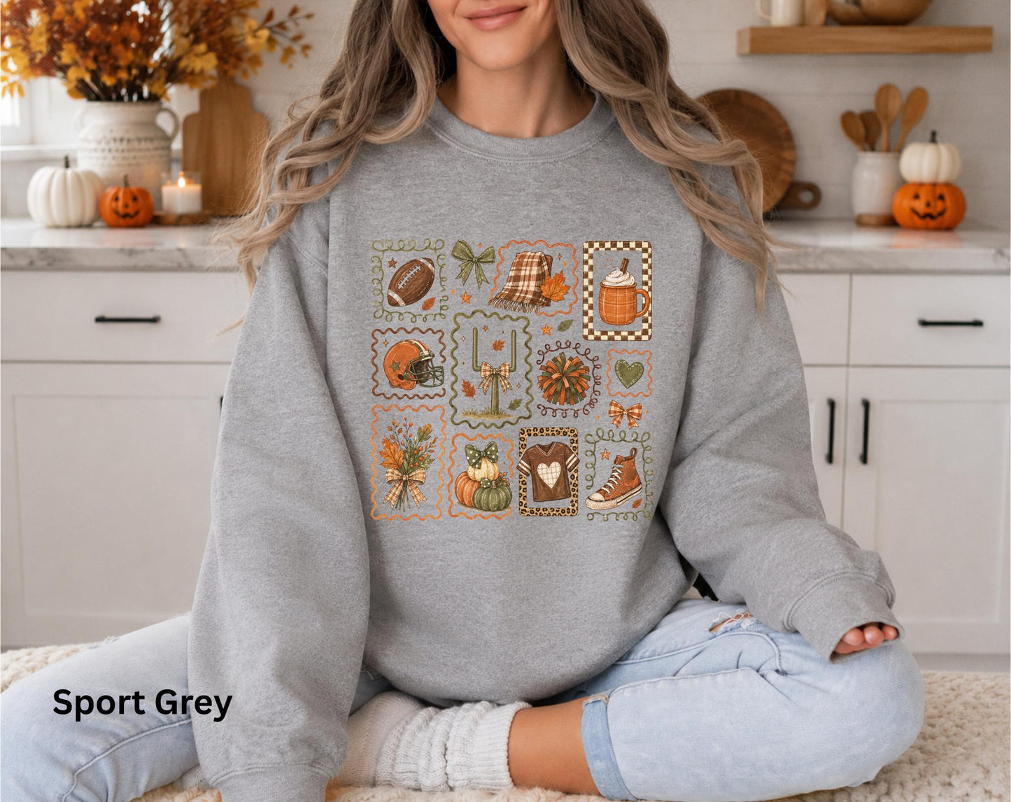 Fall Football Collage Sweatshirt, Cozy Game Day Crewneck, Football Mom Sweatshirt, Cute Autumn Graphic Sweatshirt, Friday Night Lights