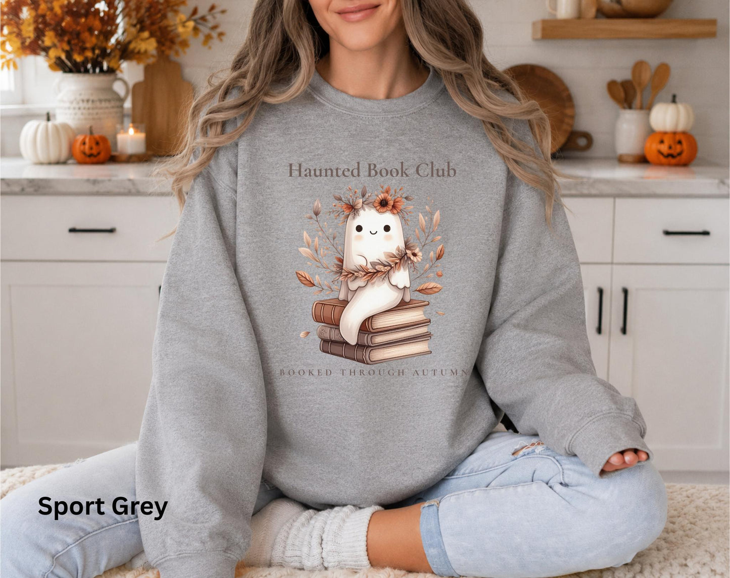 Ghost Book Lover Crewneck, Cozy Fall Reading Sweatshirt, Haunted Book Club Sweatshirt, Booked Through Autumn Sweatshirt, Bookish Gift