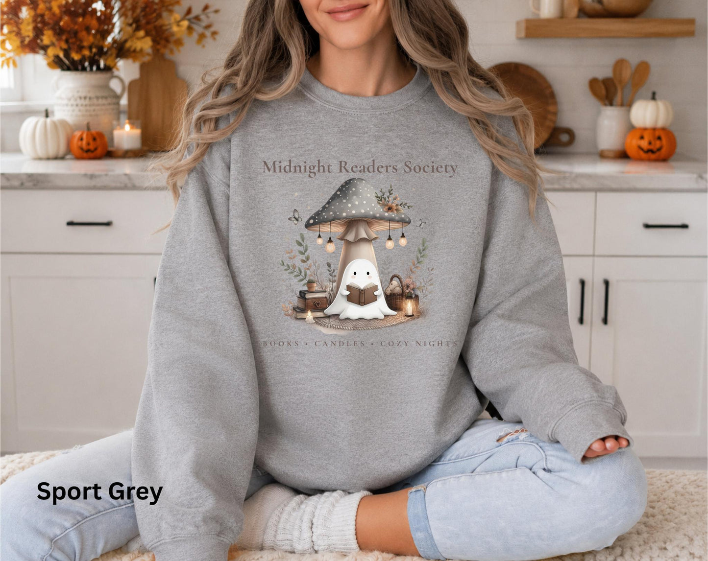 Cozy Reading Sweatshirt, Book Lover Crewneck, Midnight Readers Society Sweatshirt, Ghost Whimsical Crew, Fall Bookish Crewneck, Reader Gift