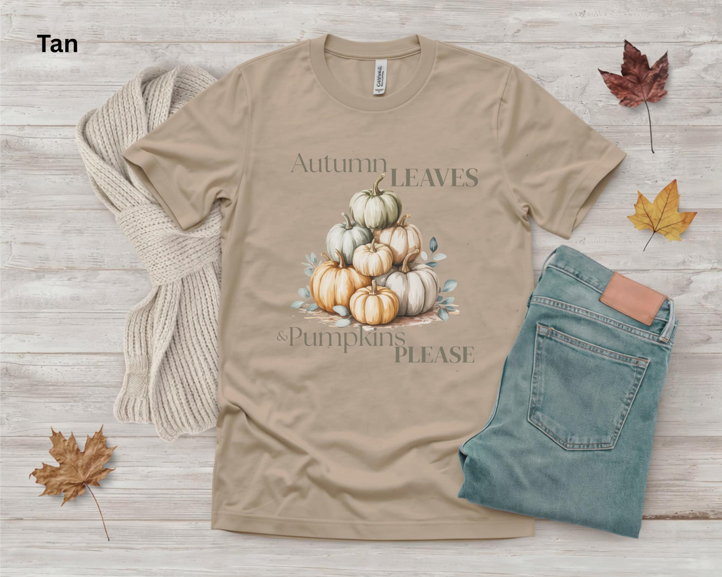 Autumn Leaves & Pumpkins Please Shirt, Cute Fall Pumpkin T-Shirt, Cozy Autumn Graphic Tee, Fall Leaves Shirt, Pumpkin Lover Gift