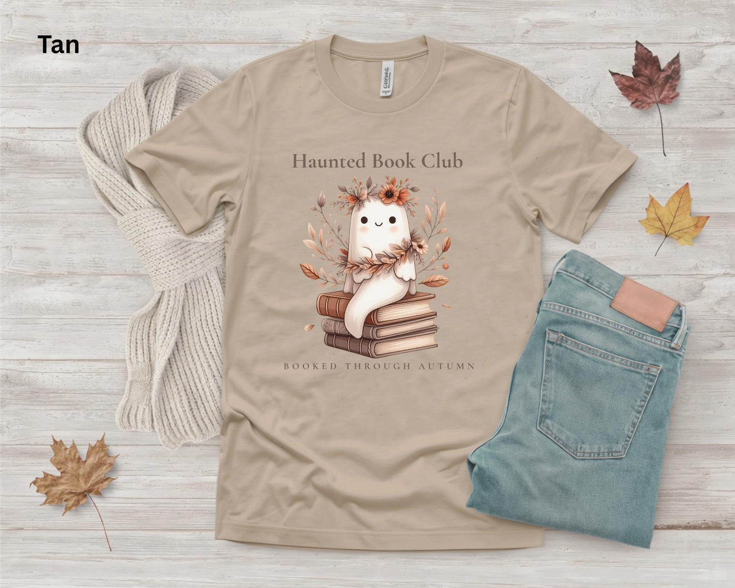 Haunted Book Club Shirt, Booked Through Autumn Tee, Ghost Book Lover Shirt, Cute Fall Reading T-Shirt, Bookish Halloween Tee, Spooky Season