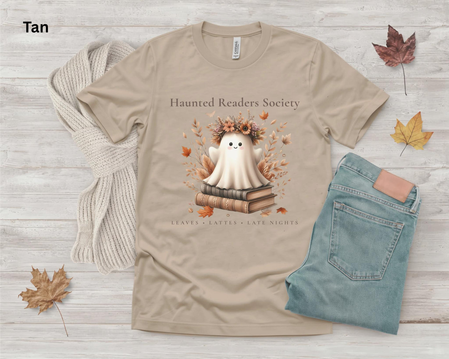 Haunted Readers Society Shirt, Ghost Book Lover Tee, Bookish Fall T-Shirt, Cozy Reader Graphic Tee, Autumn Book Club Shirt, Book Lover Gift