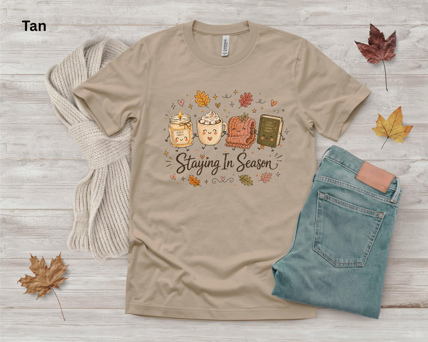 Staying In Season Shirt, Cozy Fall Shirt, Book Lover Tee, Fall Reading Shirt, Pumpkin Spice Tee, Autumn Graphic Tee, Cozy Season T-Shirt