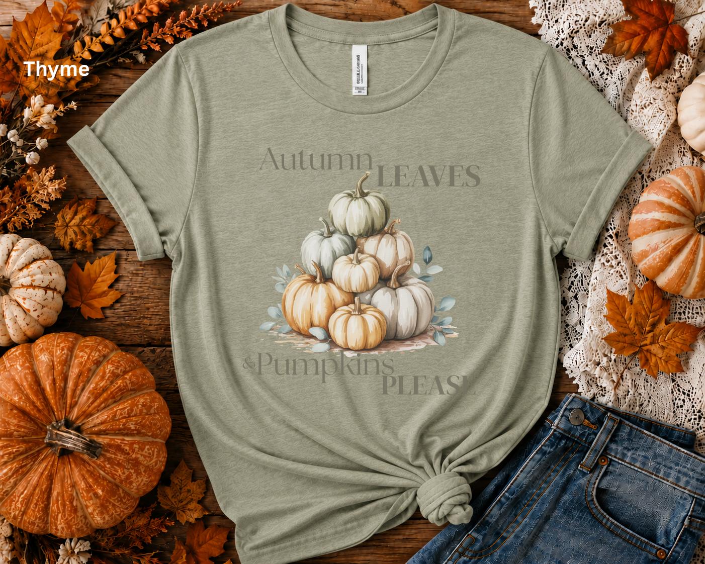 Autumn Leaves & Pumpkins Please Shirt, Cute Fall Pumpkin T-Shirt, Cozy Autumn Graphic Tee, Fall Leaves Shirt, Pumpkin Lover Gift