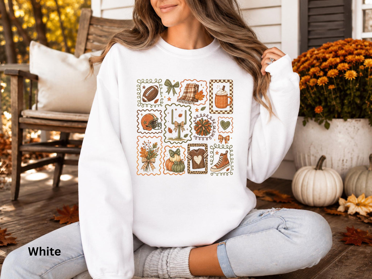 Fall Football Collage Sweatshirt, Cozy Game Day Crewneck, Football Mom Sweatshirt, Cute Autumn Graphic Sweatshirt, Friday Night Lights