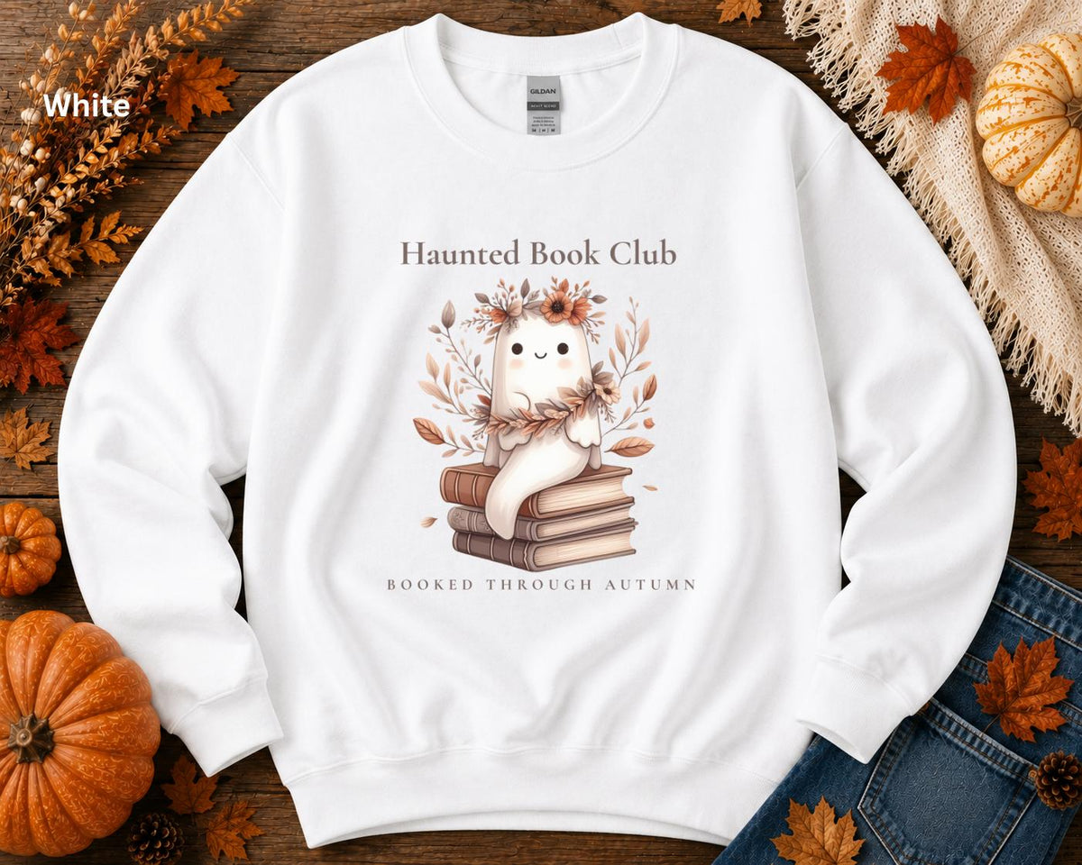 Ghost Book Lover Crewneck, Cozy Fall Reading Sweatshirt, Haunted Book Club Sweatshirt, Booked Through Autumn Sweatshirt, Bookish Gift