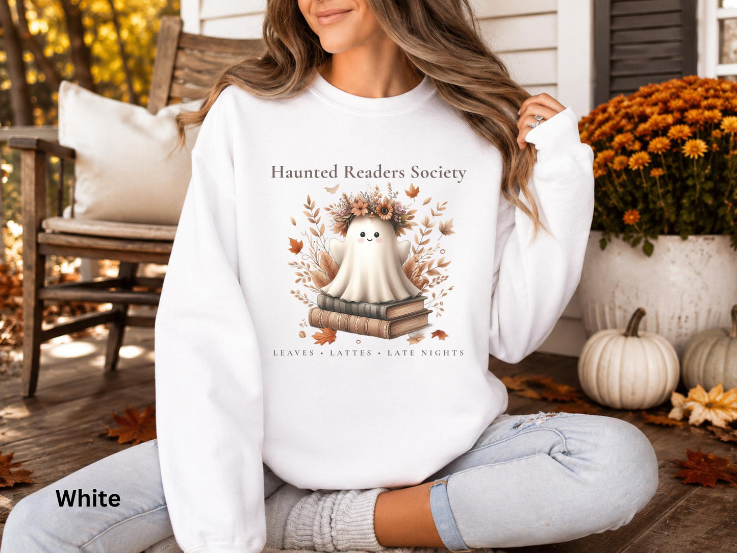 Ghost Book Lover Crewneck, Haunted Readers Society Sweatshirt, Cozy Fall Reading Sweatshirt, Book Club Crewneck, Spooky Season Bookish Gift