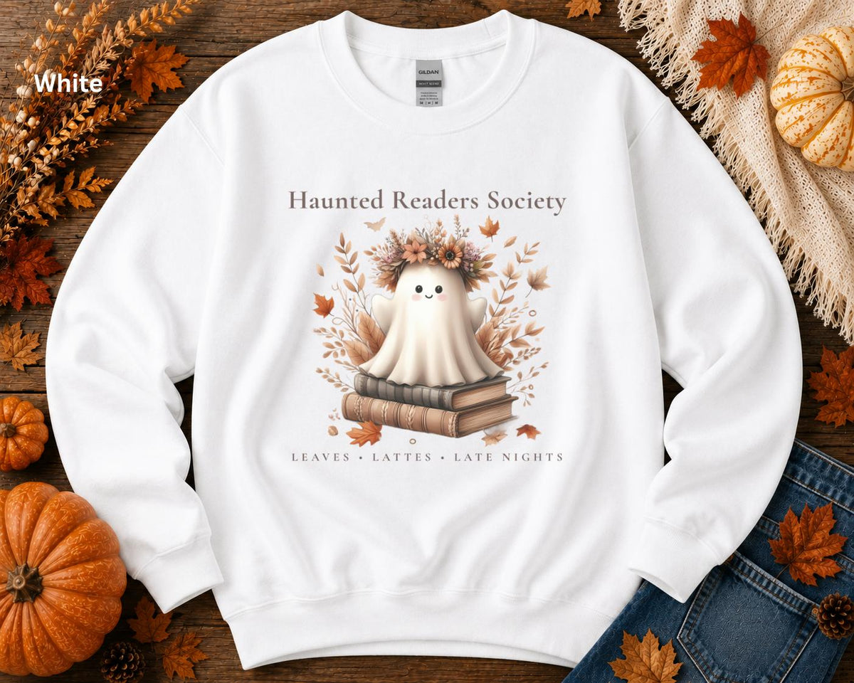 Ghost Book Lover Crewneck, Haunted Readers Society Sweatshirt, Cozy Fall Reading Sweatshirt, Book Club Crewneck, Spooky Season Bookish Gift