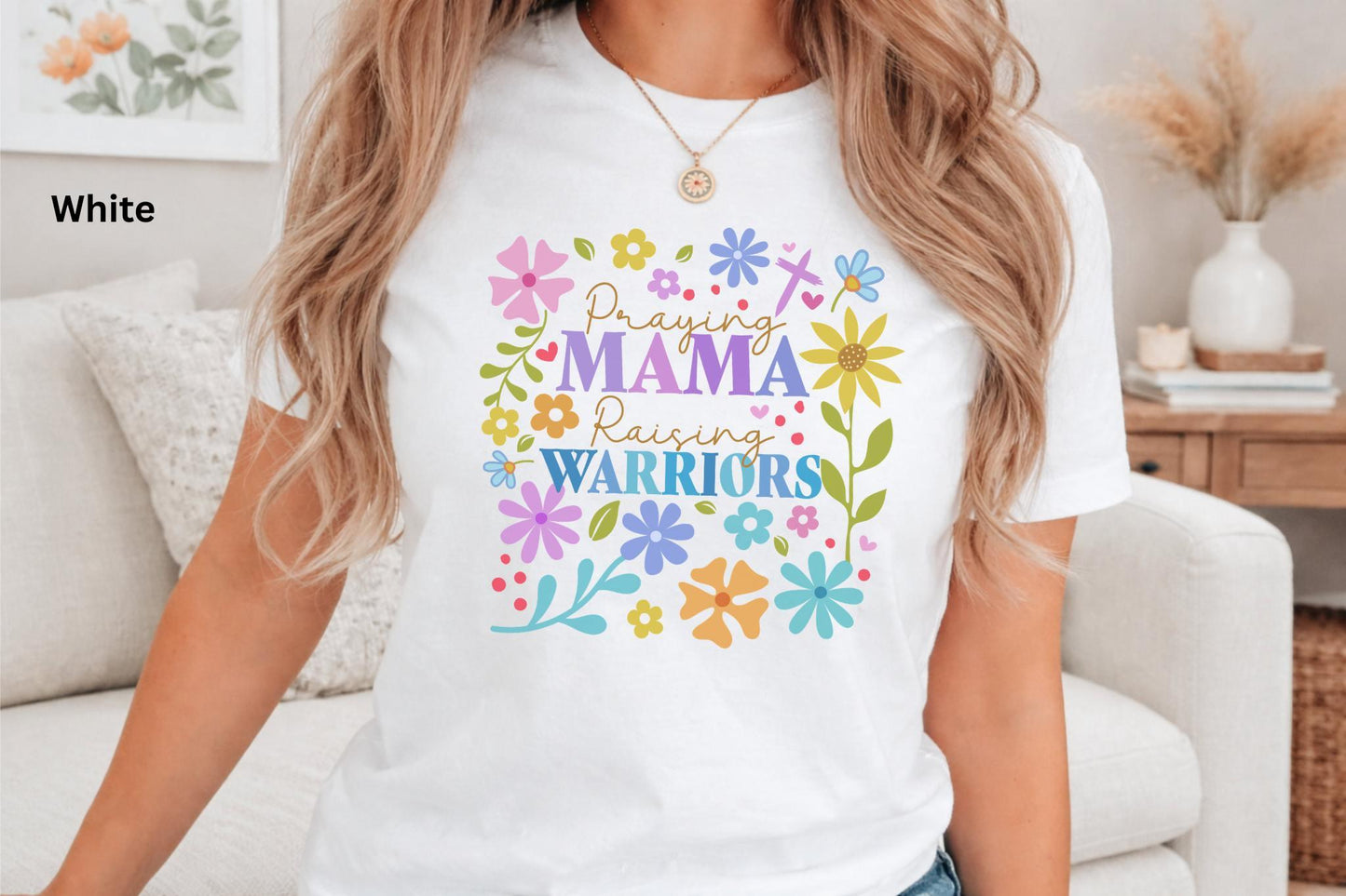 Praying Mama Raising Warriors Christian Tee