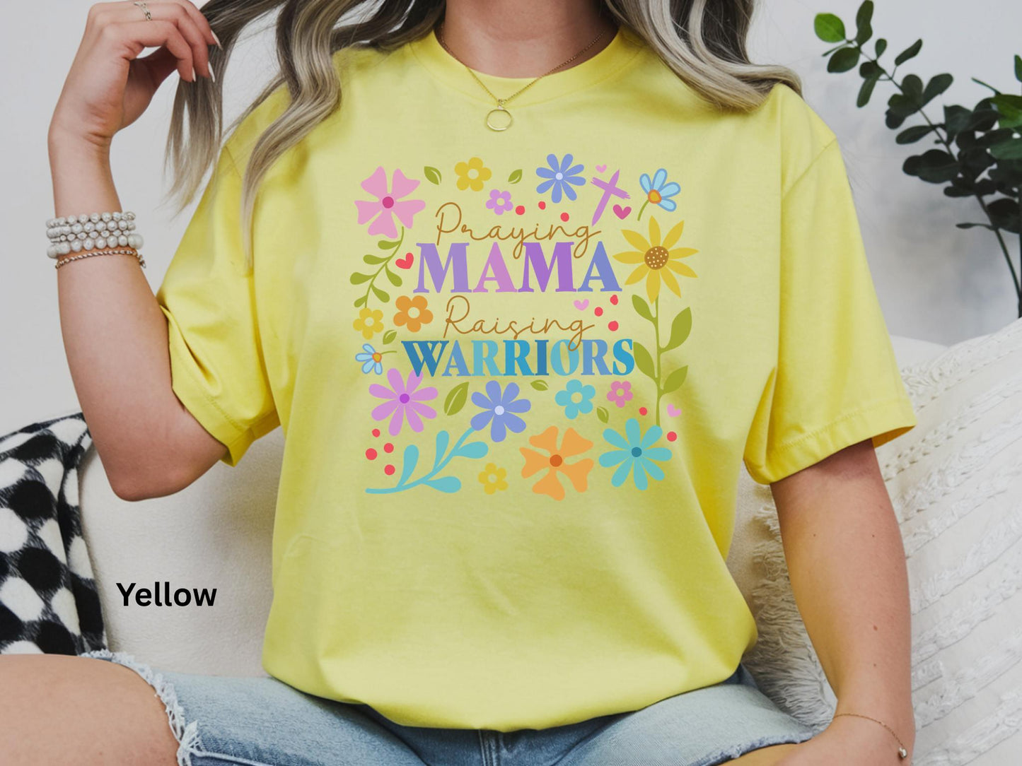 Praying Mama Raising Warriors Christian Tee