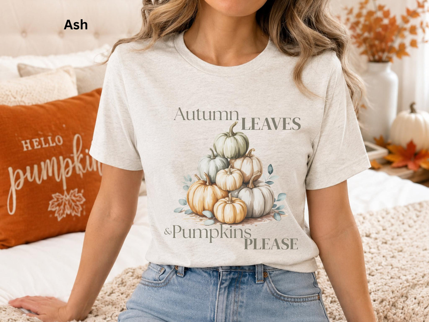 Autumn Leaves & Pumpkins Please Shirt, Cute Fall Pumpkin T-Shirt, Cozy Autumn Graphic Tee, Fall Leaves Shirt, Pumpkin Lover Gift