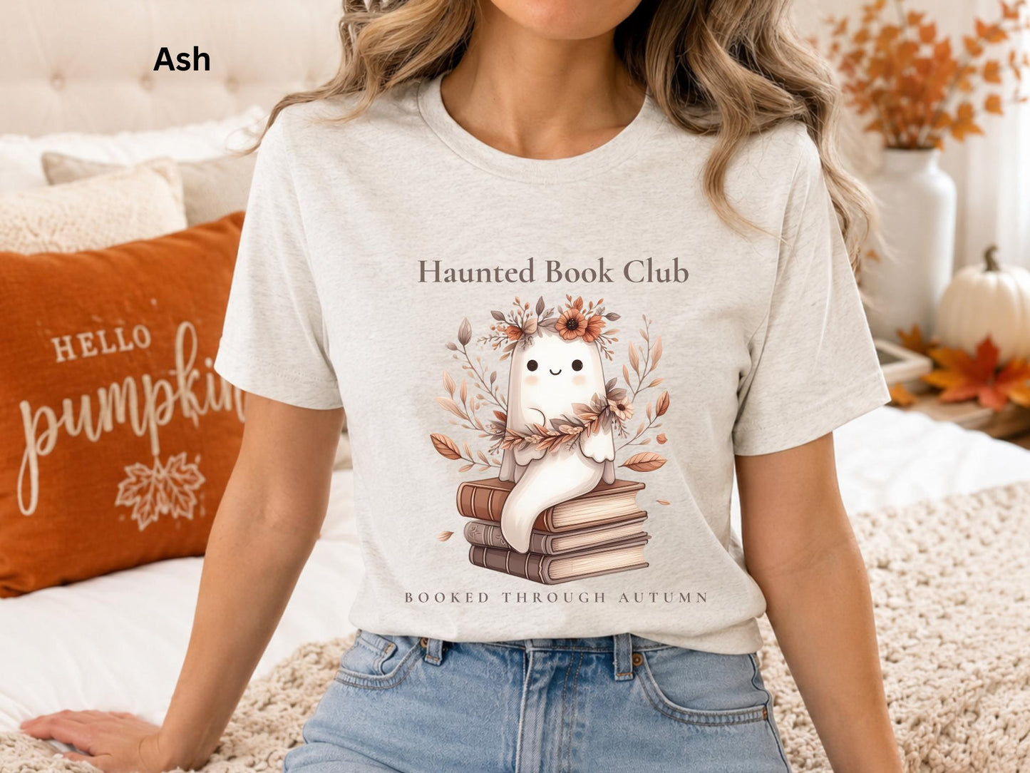 Haunted Book Club Shirt, Booked Through Autumn Tee, Ghost Book Lover Shirt, Cute Fall Reading T-Shirt, Bookish Halloween Tee, Spooky Season