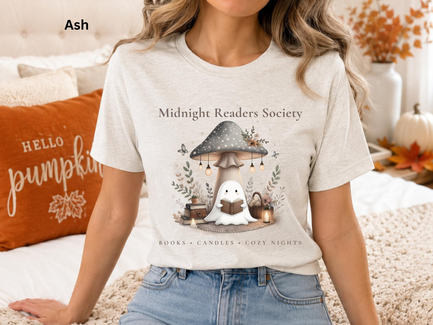 Ghost Book Lover Tee, Midnight Readers Society Shirt, Cozy Reading T-Shirt, Bookish Fall Tee, Book Club Gift for Women