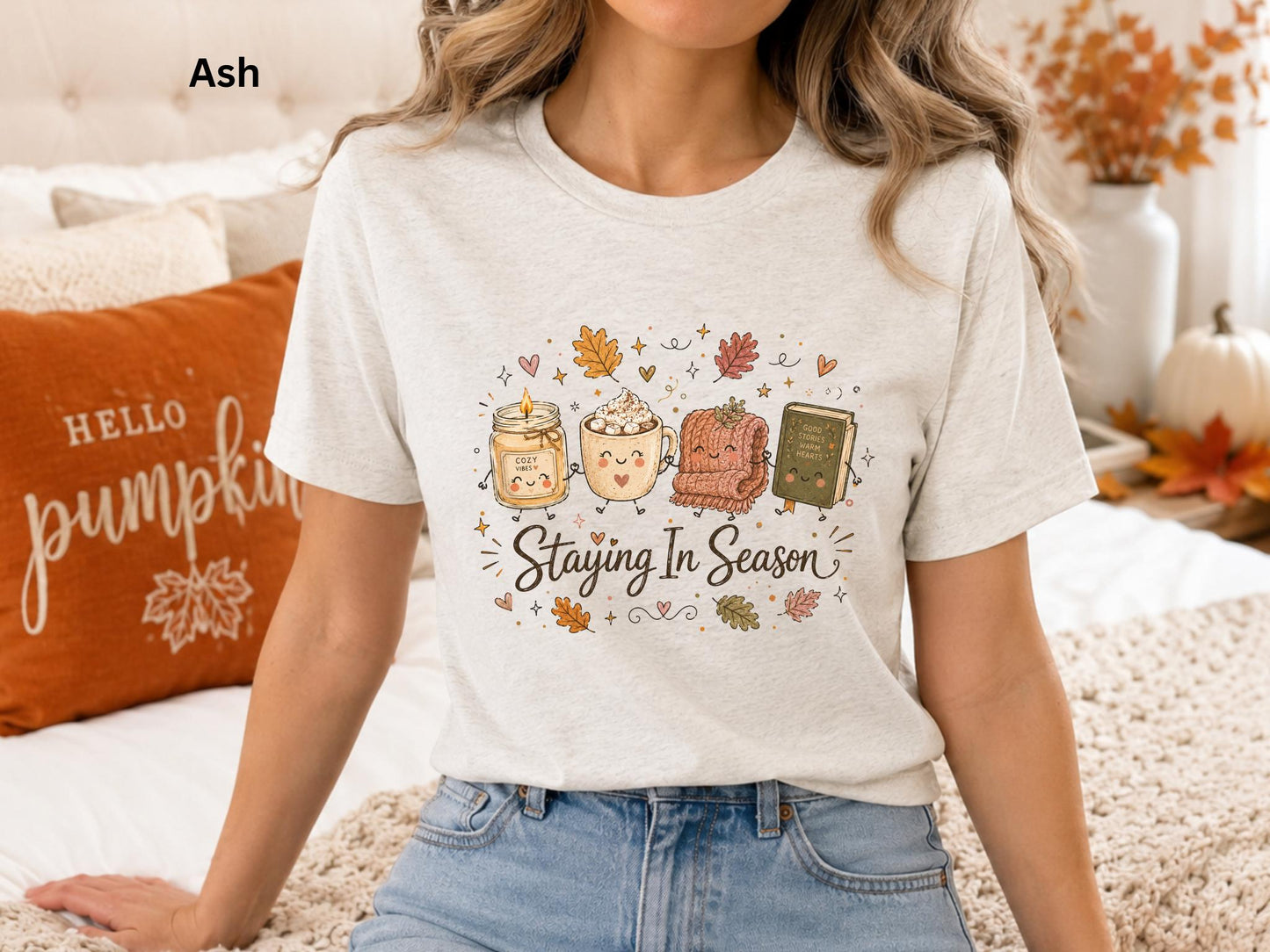 Staying In Season Shirt, Cozy Fall Shirt, Book Lover Tee, Fall Reading Shirt, Pumpkin Spice Tee, Autumn Graphic Tee, Cozy Season T-Shirt
